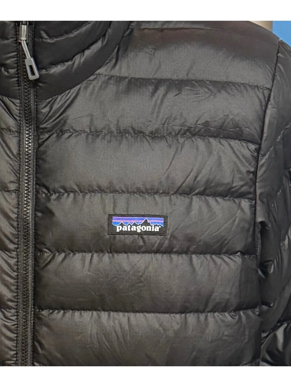 Patagonia Men’s Size Medium Full Zip Goose Down Sweater Puffer Black Jacket!